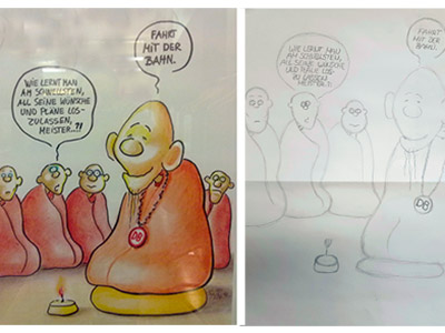 Das Original im Foto (Foto: Banschbach) und die Zeichnung von Darleen Baum