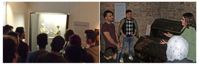 das Skelett als Symbol des Todes; der Sarg als unverzichtbarer Teil der Bestattung